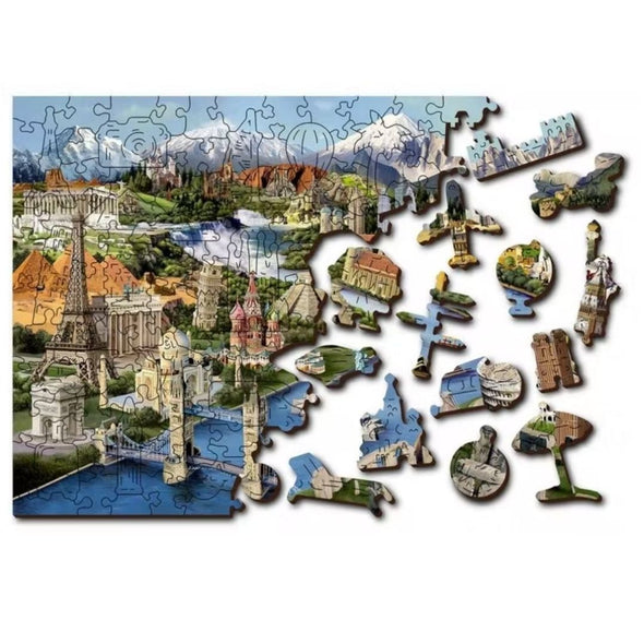 World Landmarks Wooden Puzzle