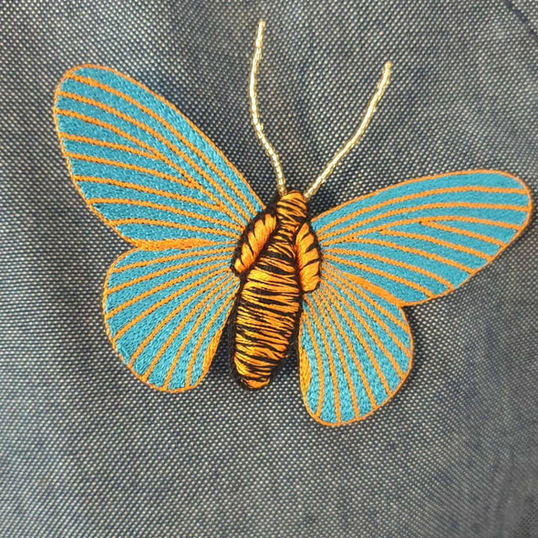 Blue & Orange Butterfly Brooch
