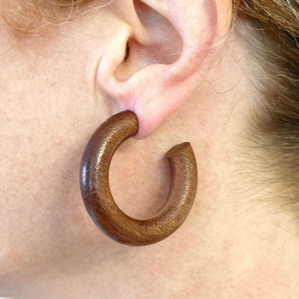 Small Wood Hoop Earrings