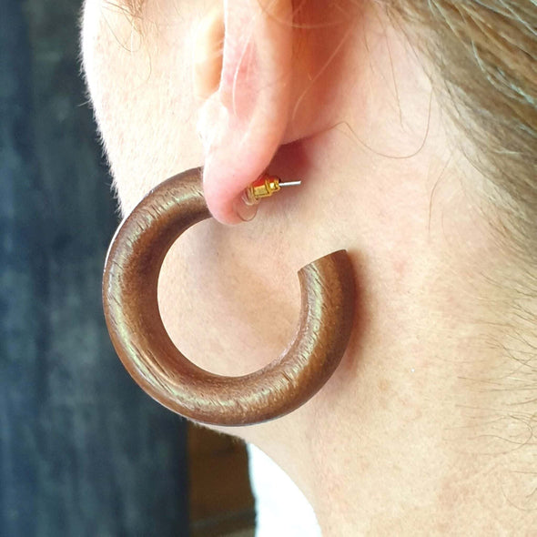 Small Wood Hoop Earrings