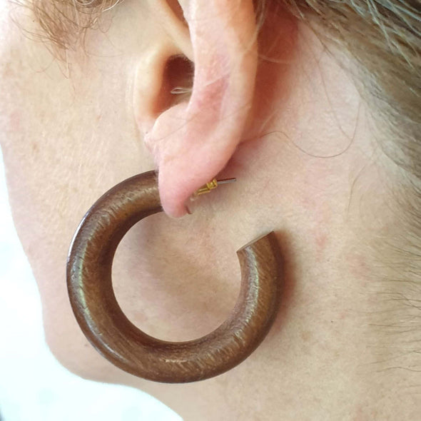 Small Wood Hoop Earrings