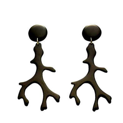 Black Coral Branch Resin Earring