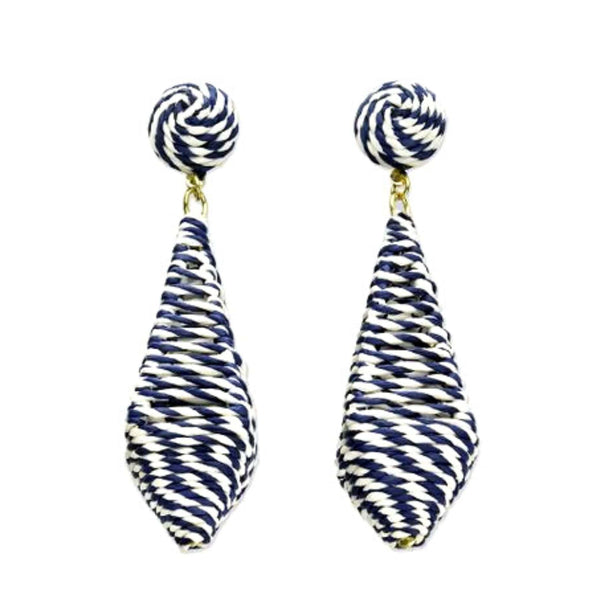 Navy & White Cage Diamond Drop Earrings